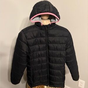 Xersion Black Puffer Jacket with Pink Accents